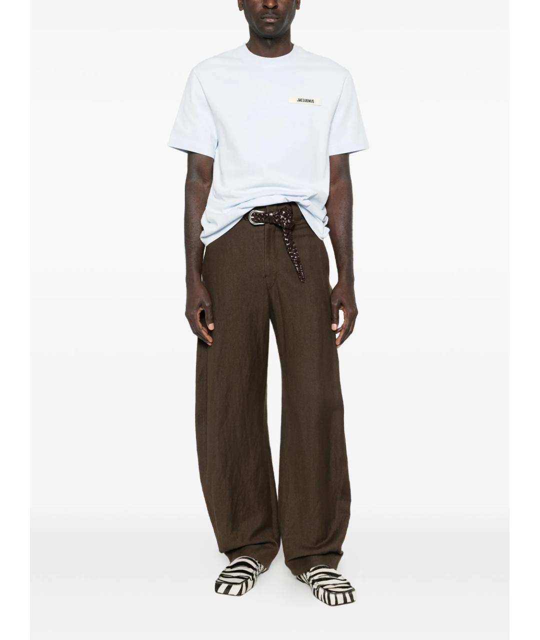 JACQUEMUS Голубая хлопковая футболка, фото 2