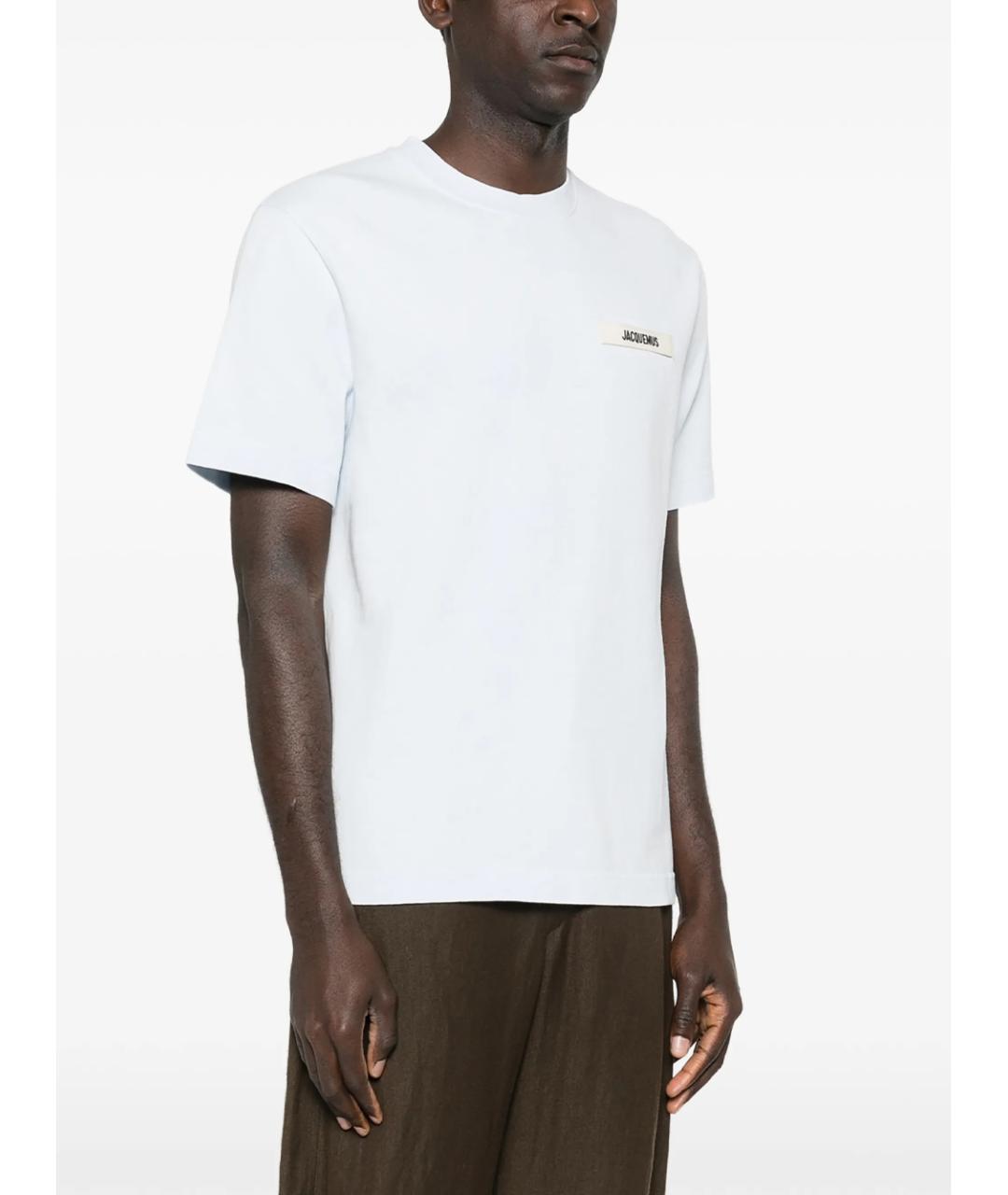 JACQUEMUS Голубая хлопковая футболка, фото 3