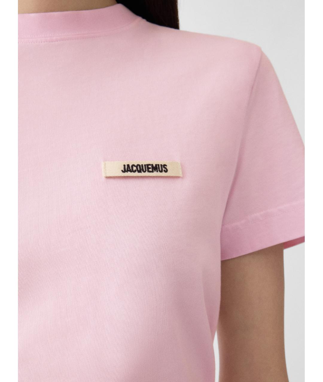 JACQUEMUS Розовая хлопковая футболка, фото 4