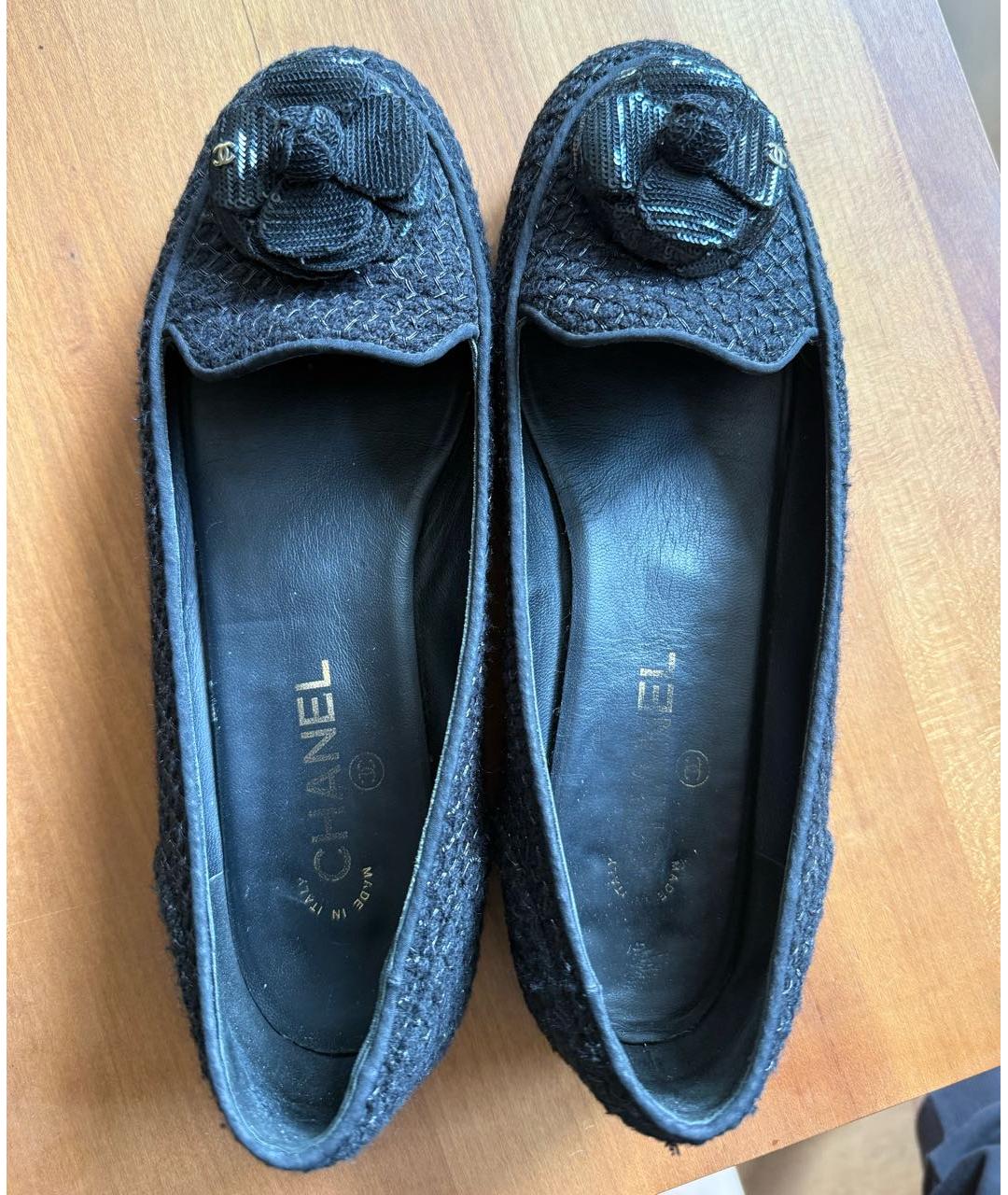 CHANEL Черные текстильные балетки, фото 2