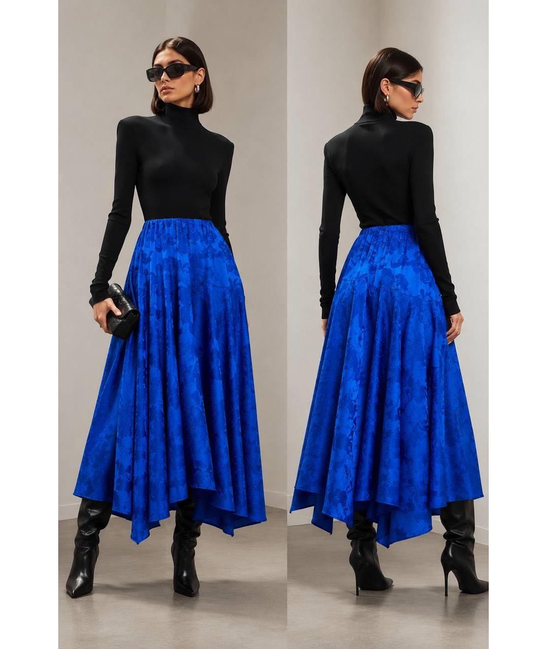 BALENCIAGA Синяя вискозная юбка макси, фото 5