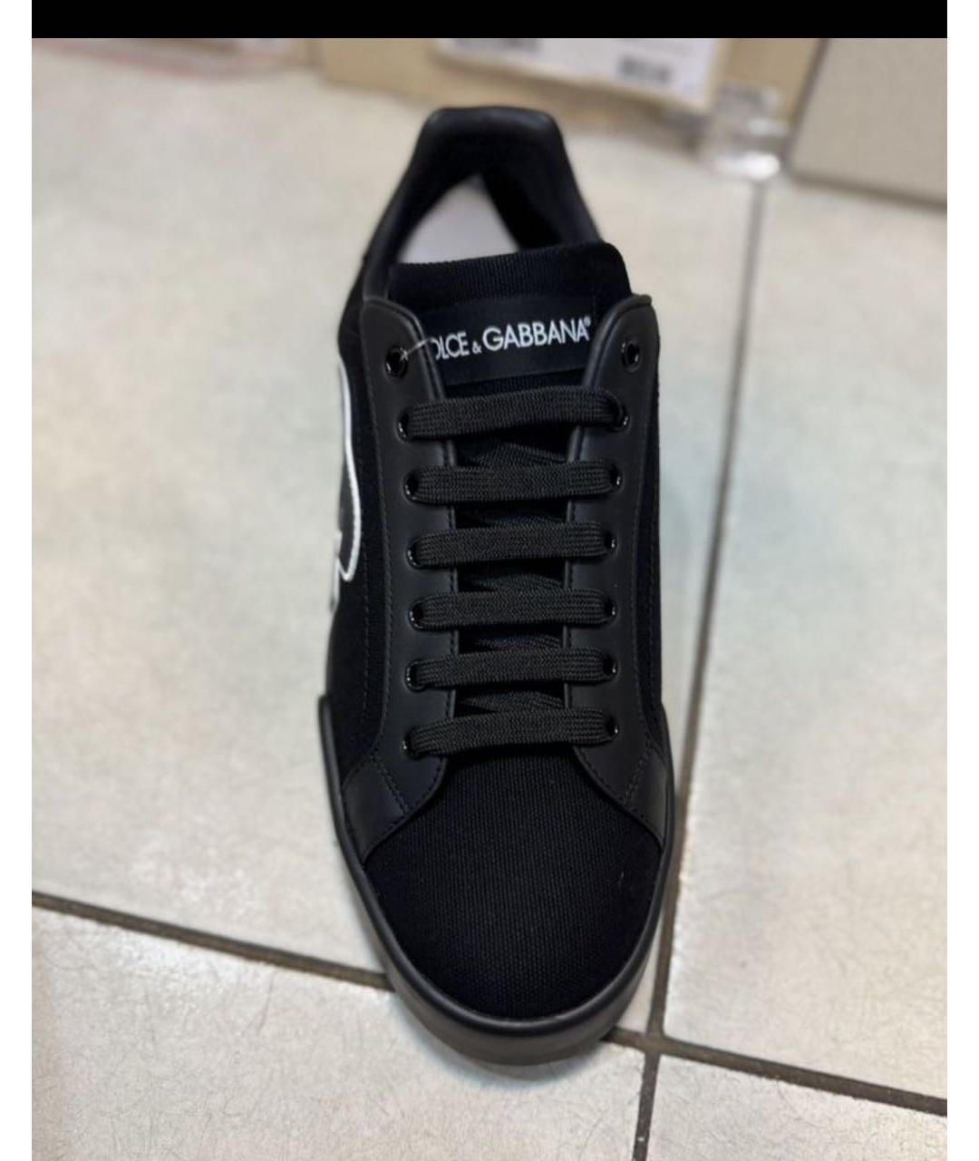 DOLCE&GABBANA Черные текстильные низкие кроссовки / кеды, фото 7
