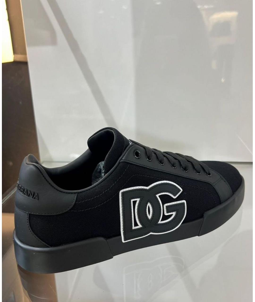 DOLCE&GABBANA Черные текстильные низкие кроссовки / кеды, фото 2