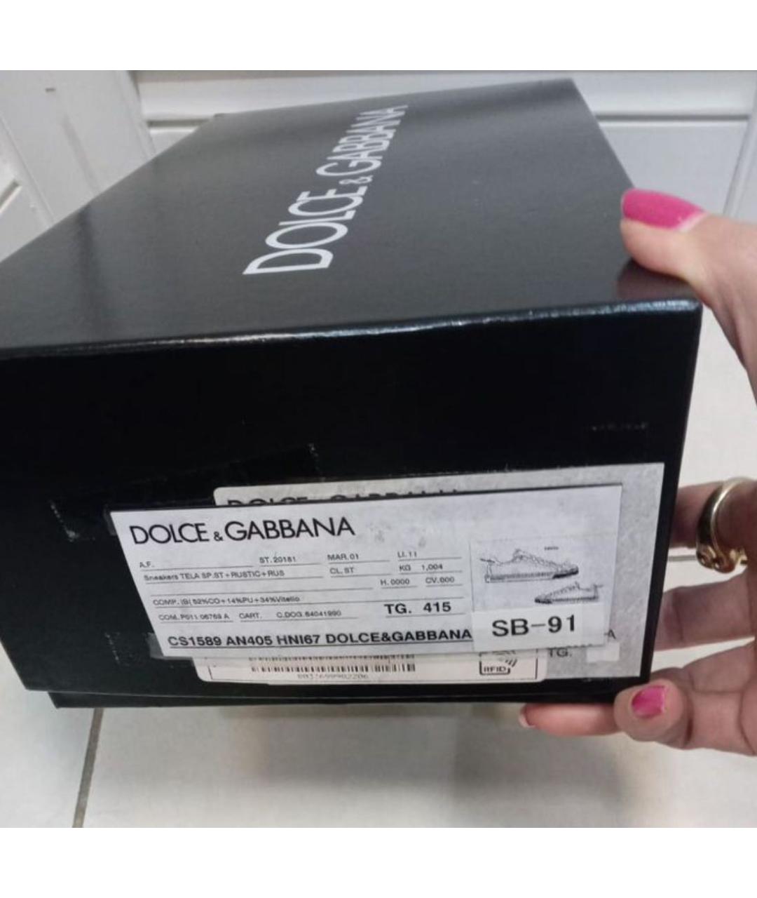 DOLCE&GABBANA Черные кожаные низкие кроссовки / кеды, фото 5