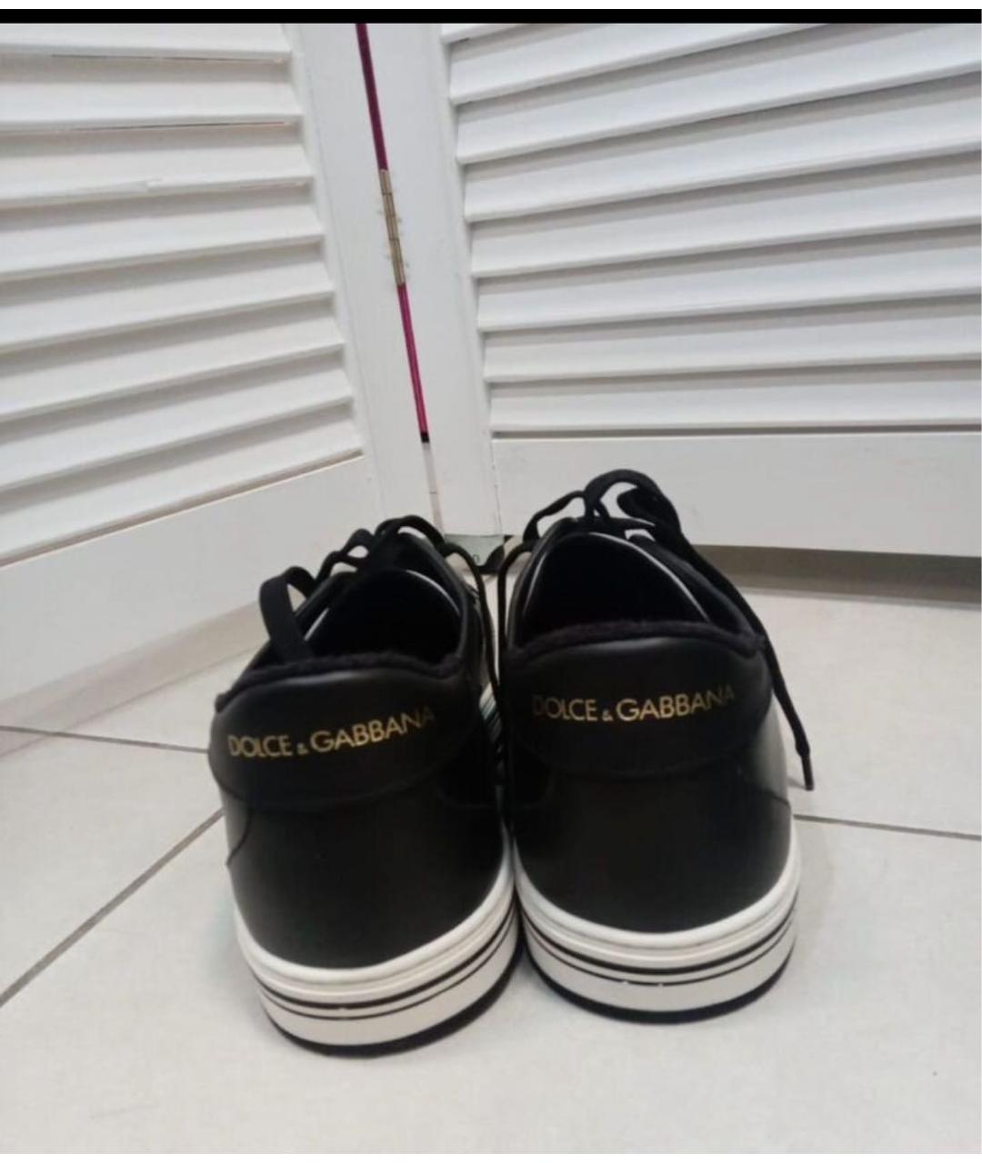 DOLCE&GABBANA Черные кожаные низкие кроссовки / кеды, фото 3