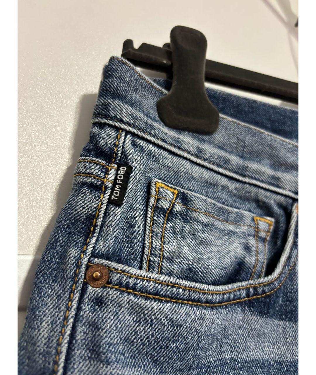 TOM FORD Темно-синие хлопковые прямые джинсы, фото 4
