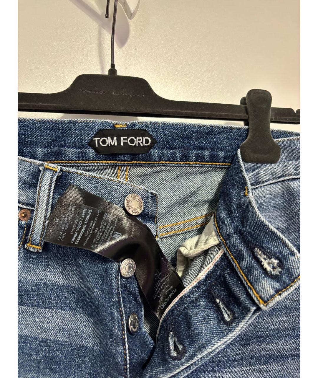 TOM FORD Темно-синие хлопковые прямые джинсы, фото 3