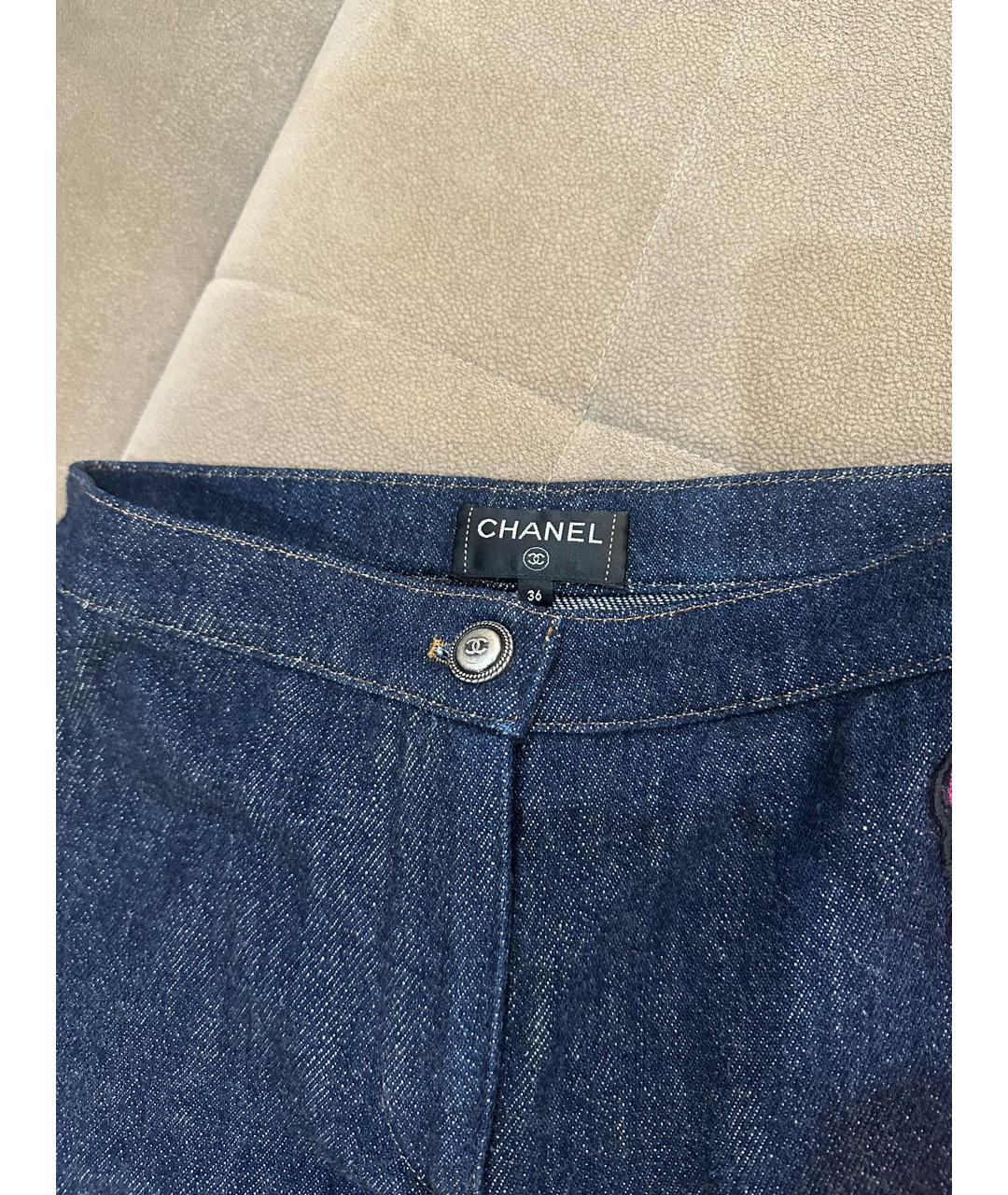 CHANEL Темно-синие хлопковые прямые джинсы, фото 4