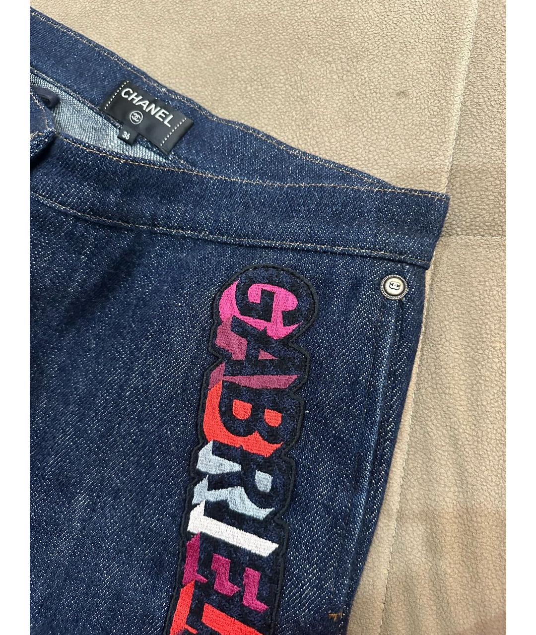 CHANEL Темно-синие хлопковые прямые джинсы, фото 3
