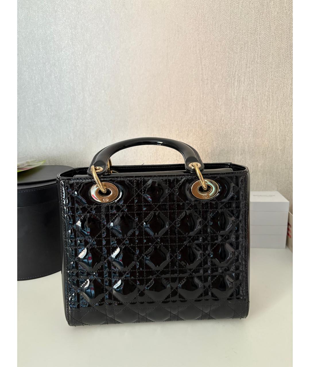 CHRISTIAN DIOR Черная кожаная сумка с короткими ручками, фото 2