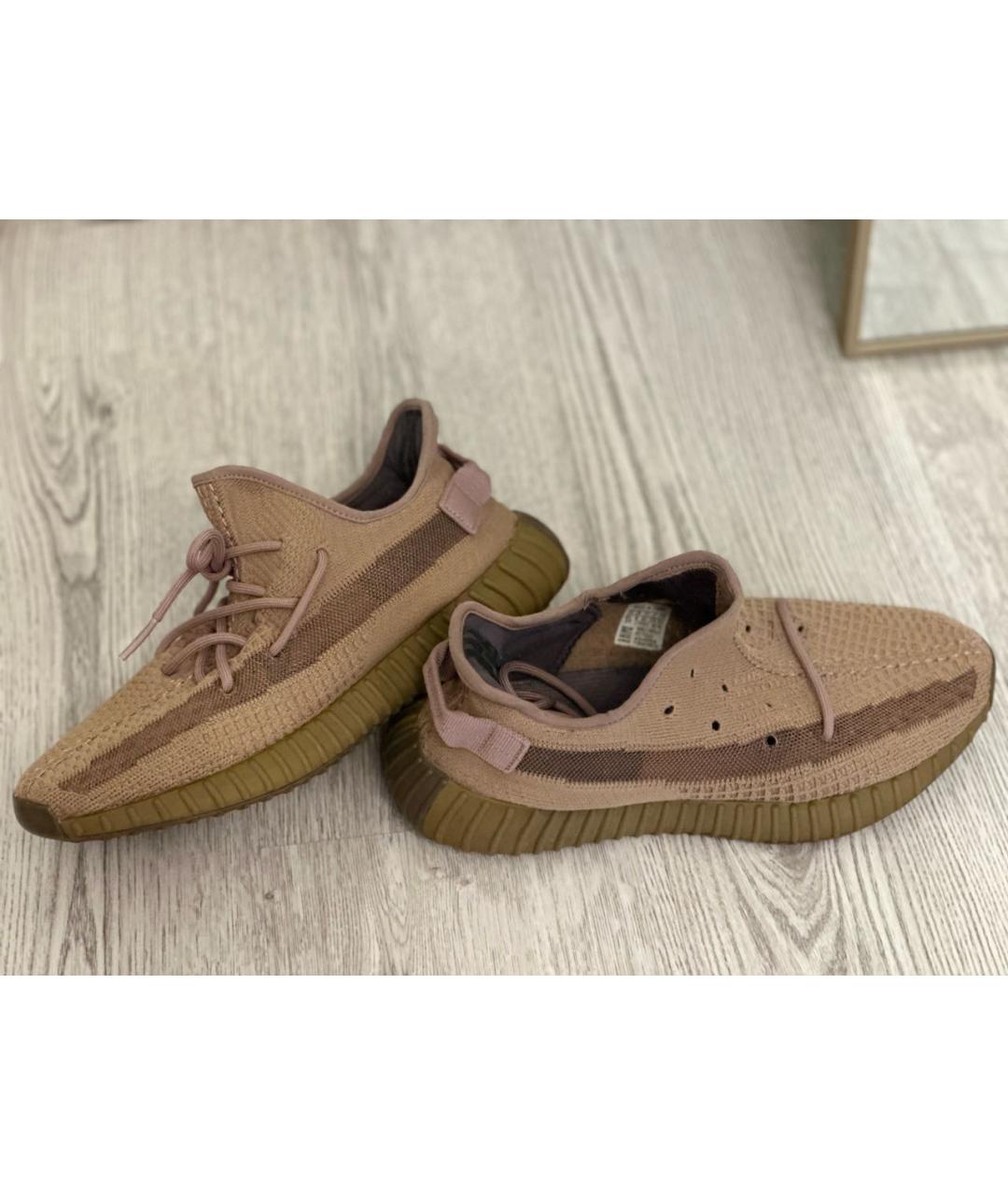 ADIDAS YEEZY Хаки текстильные низкие кроссовки / кеды, фото 3