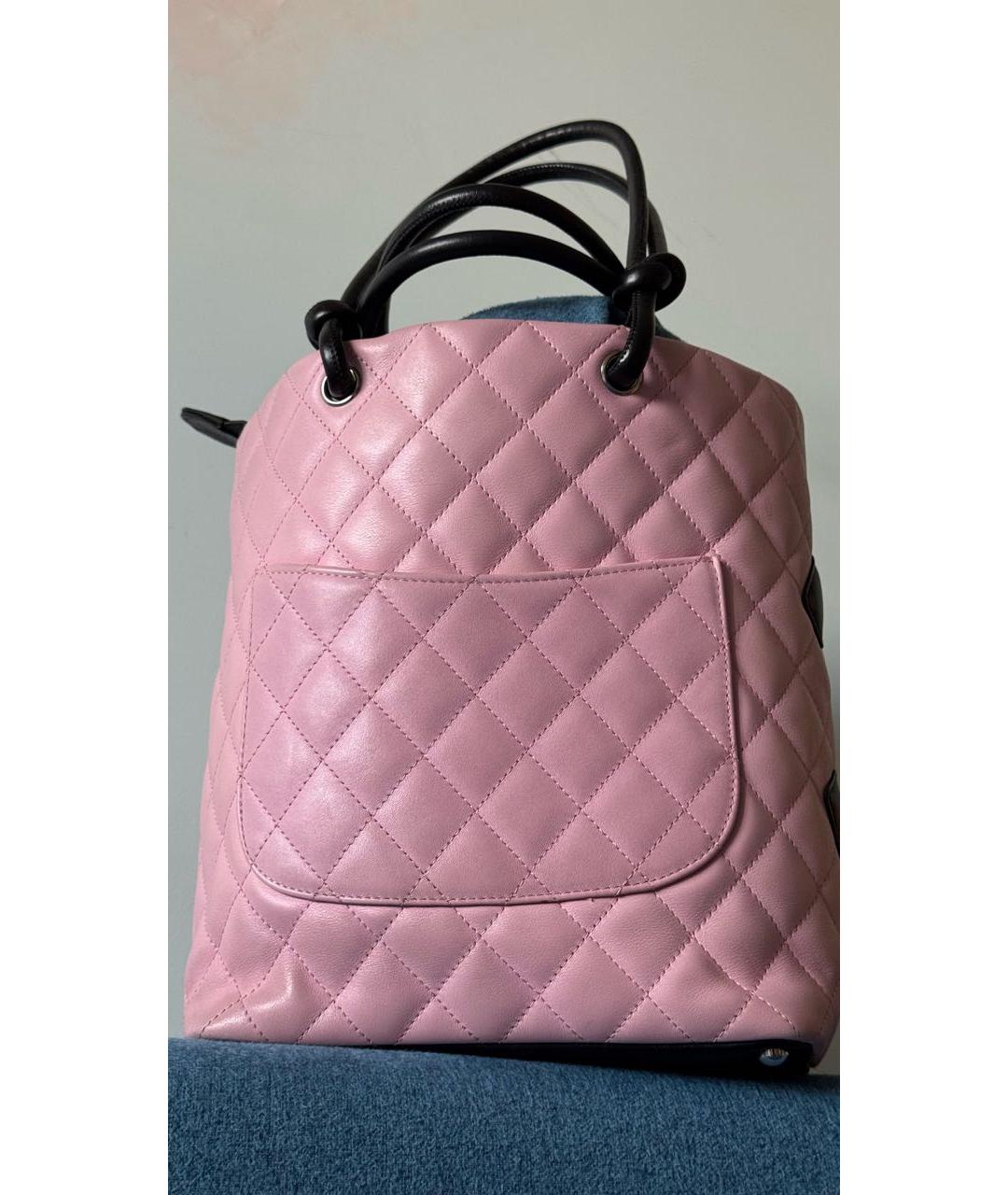 CHANEL Розовая кожаная сумка с короткими ручками, фото 3