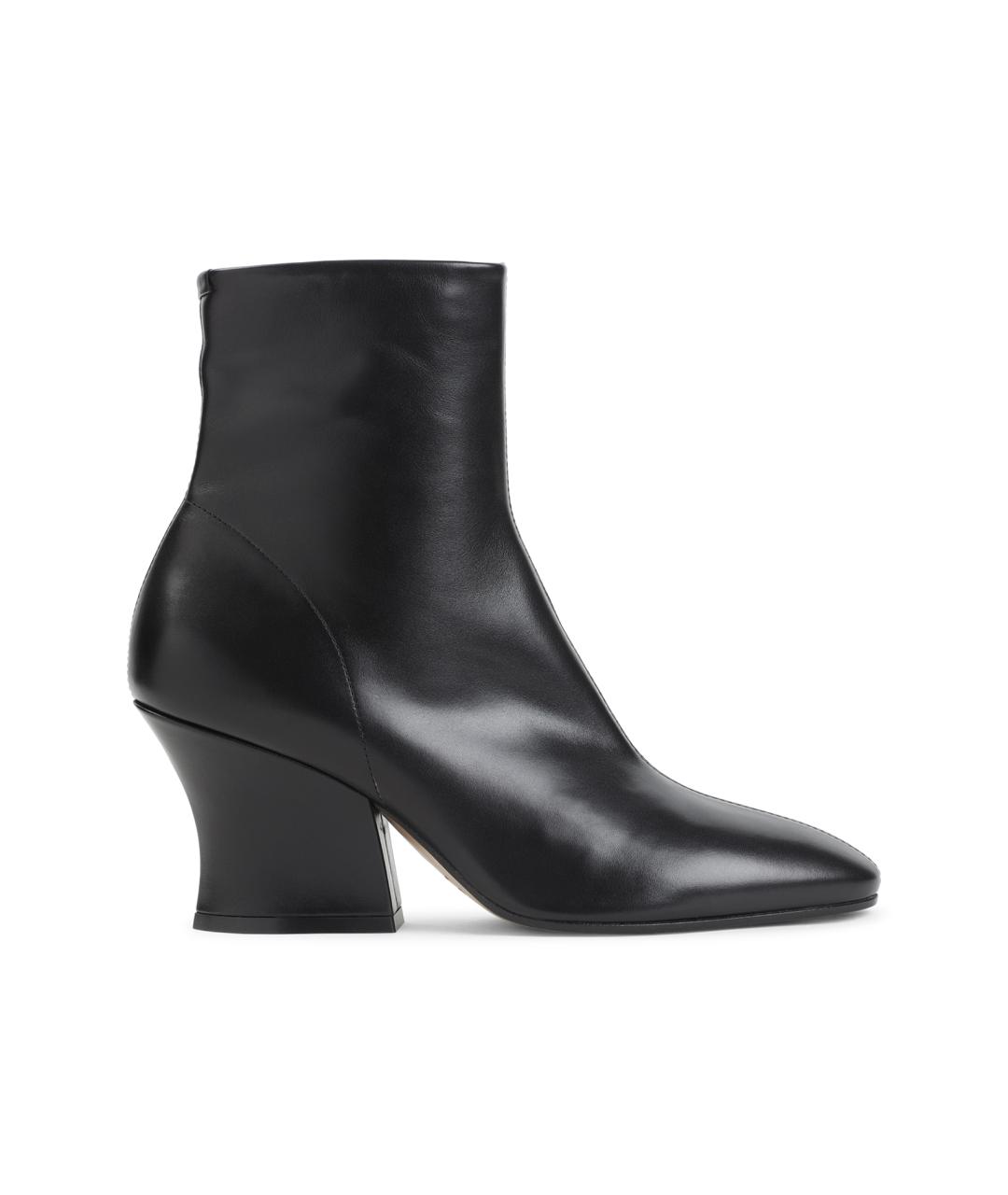 JIL SANDER Черные кожаные ботильоны, фото 1