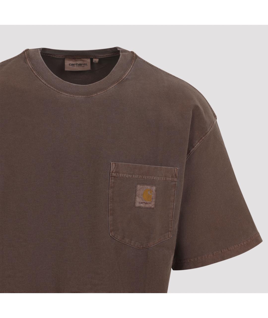 CARHARTT WIP Коричневая хлопковая футболка, фото 4