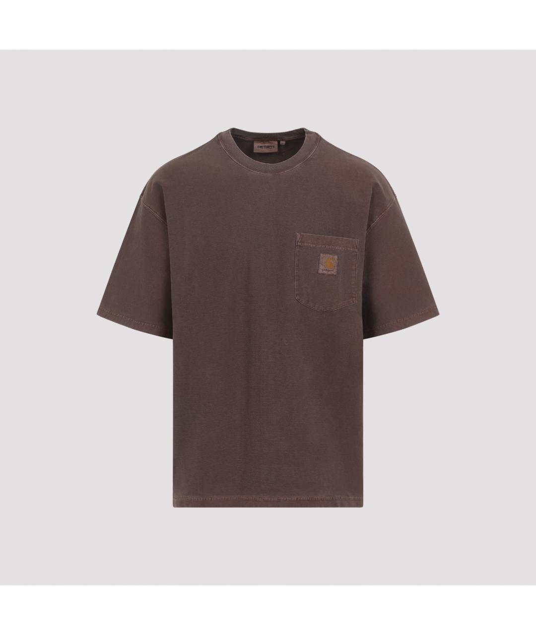 CARHARTT WIP Коричневая хлопковая футболка, фото 2