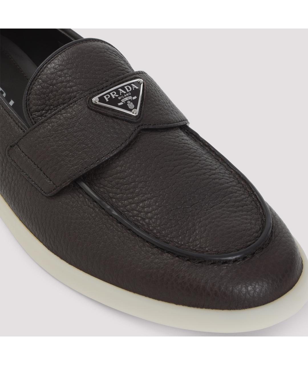 PRADA Коричневые кожаные лоферы, фото 4