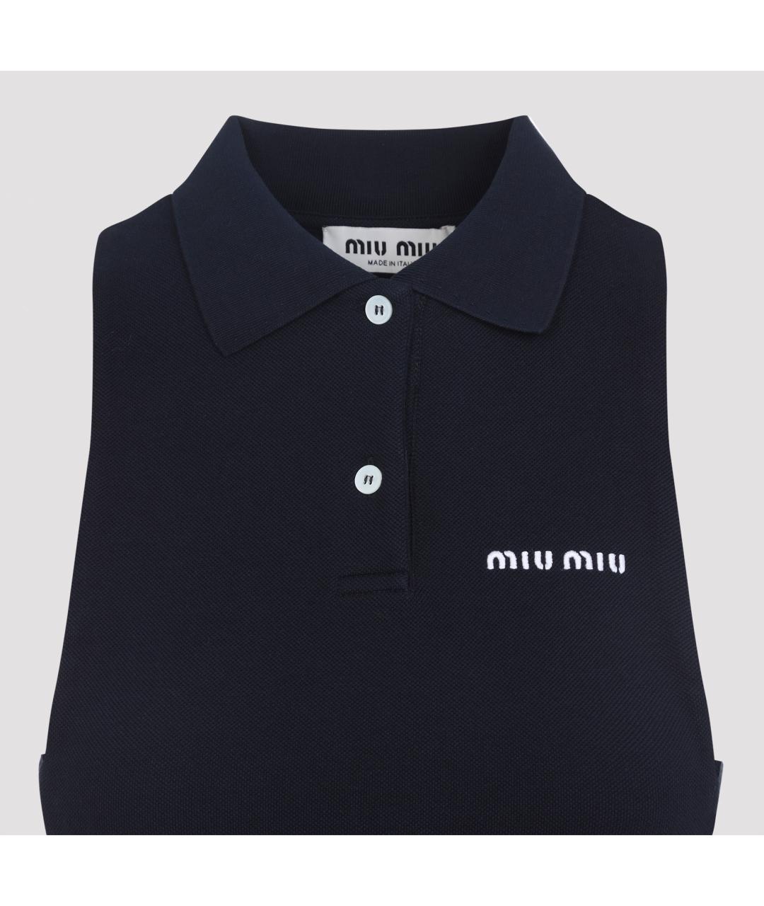 MIU MIU Темно-синяя хлопковая майка, фото 5