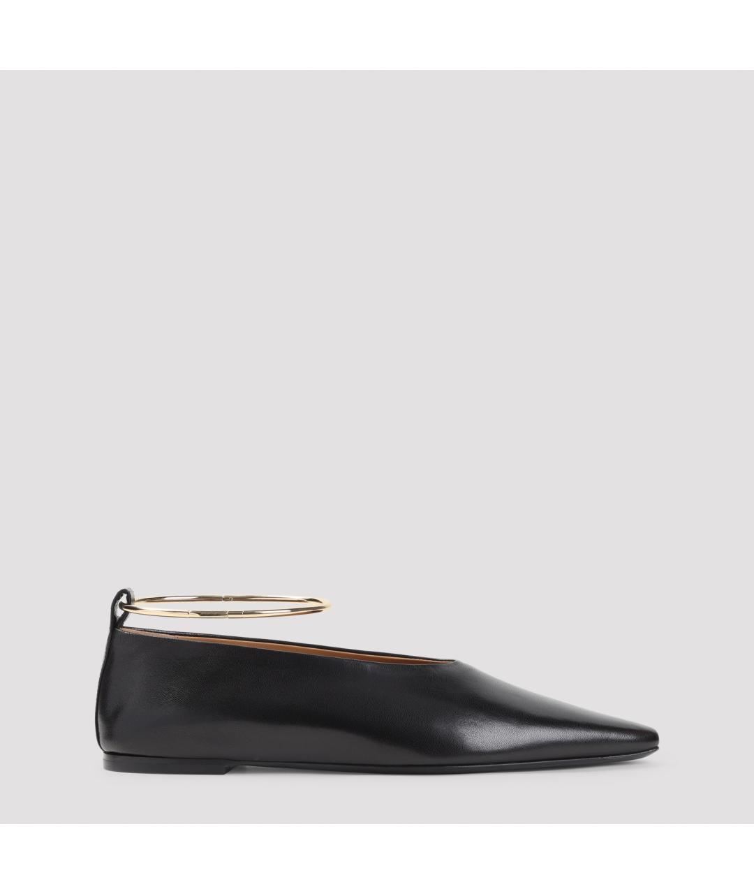 JIL SANDER Черные кожаные балетки, фото 2