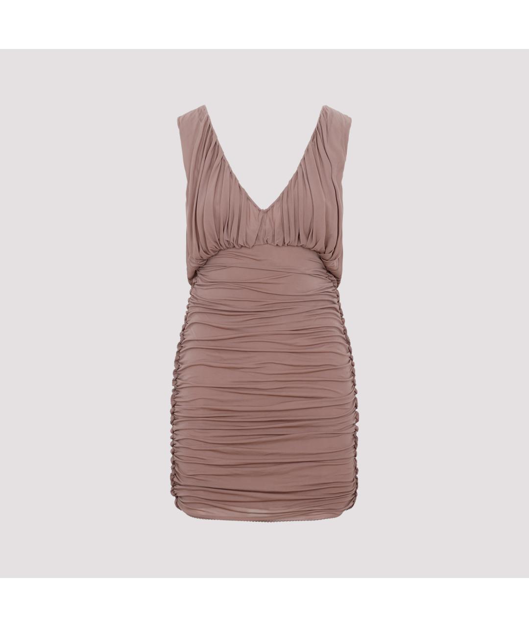 SAINT LAURENT Коричневое вискозное коктейльное платье, фото 3