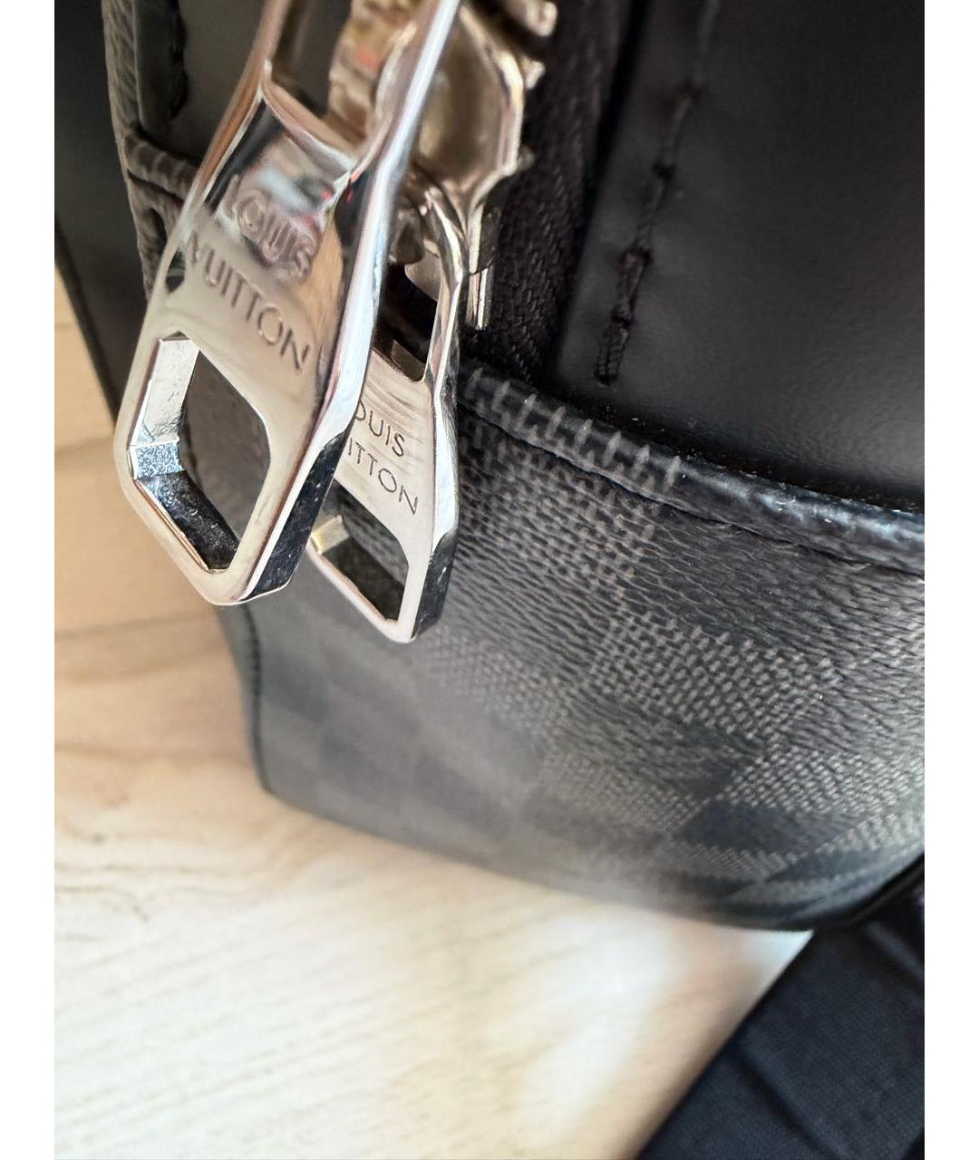 LOUIS VUITTON Черный кожаный портфель, фото 5