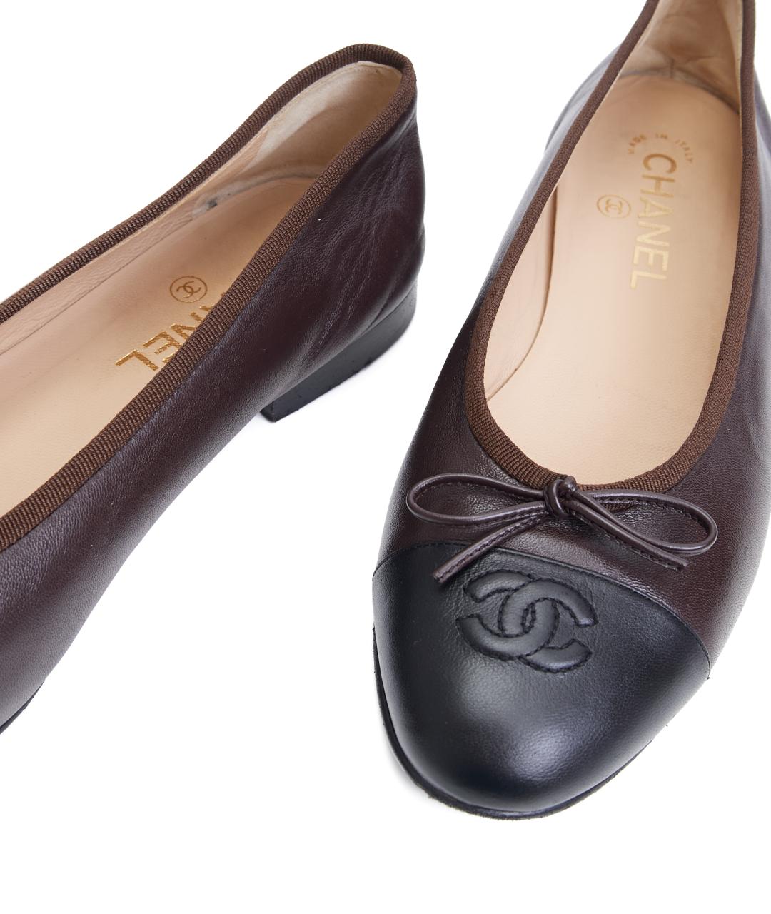 CHANEL Коричневые кожаные балетки, фото 4