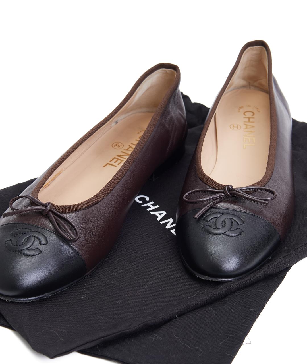 CHANEL Коричневые кожаные балетки, фото 6