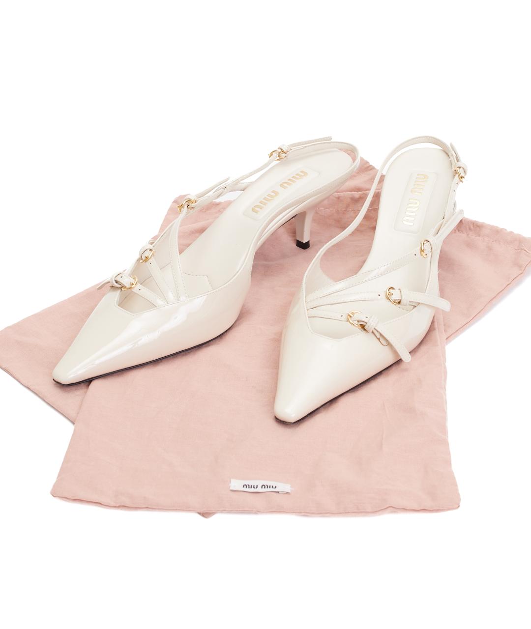 MIU MIU Белые кожаные туфли, фото 8