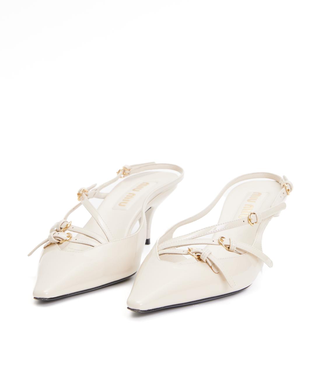 MIU MIU Белые кожаные туфли, фото 2