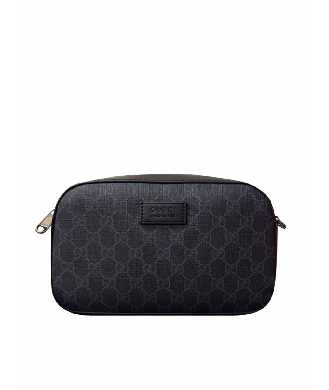 GUCCI Антрацитовая кожаная сумка на плечо, фото 1