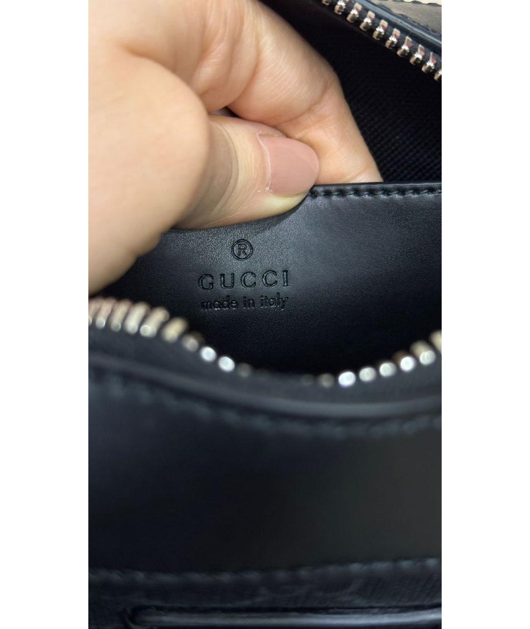 GUCCI Антрацитовая кожаная сумка на плечо, фото 5