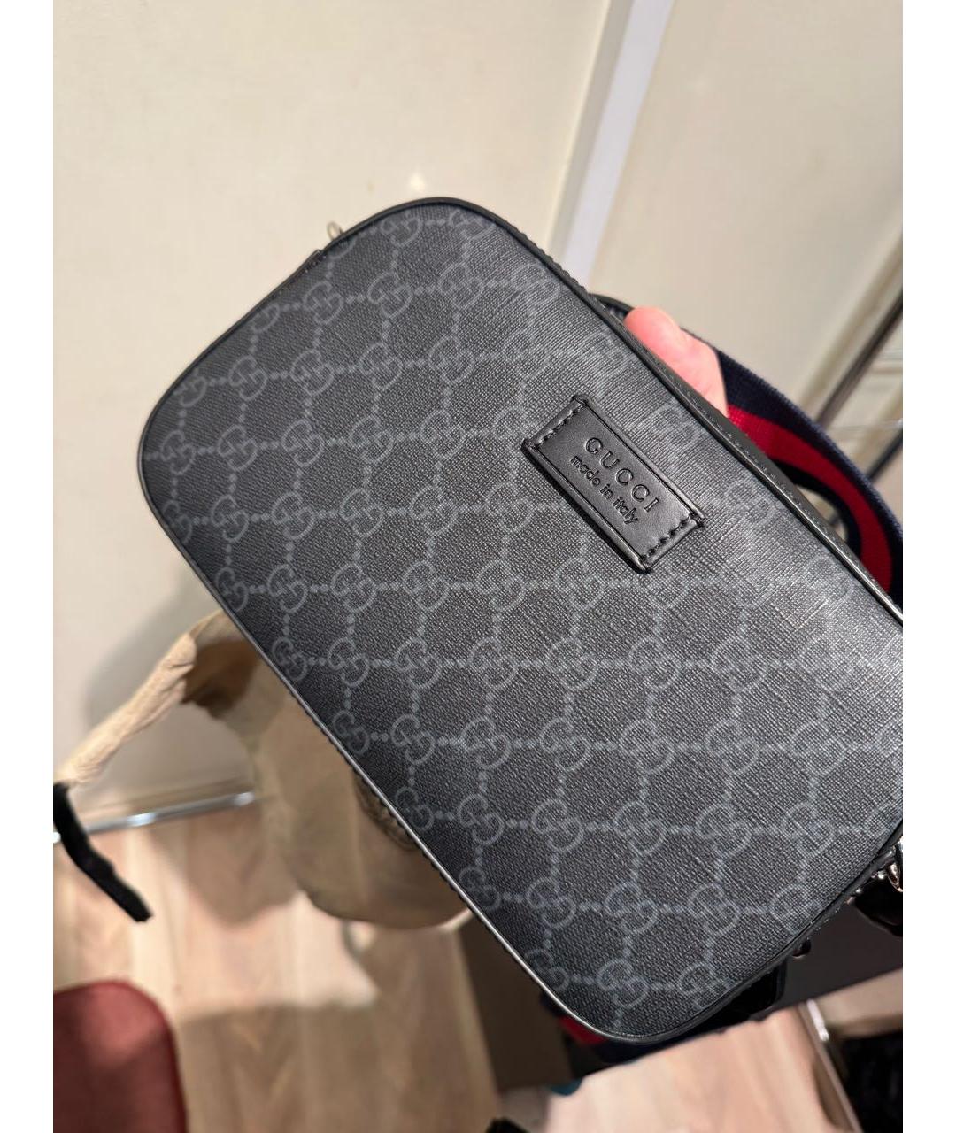 GUCCI Антрацитовая кожаная сумка на плечо, фото 3