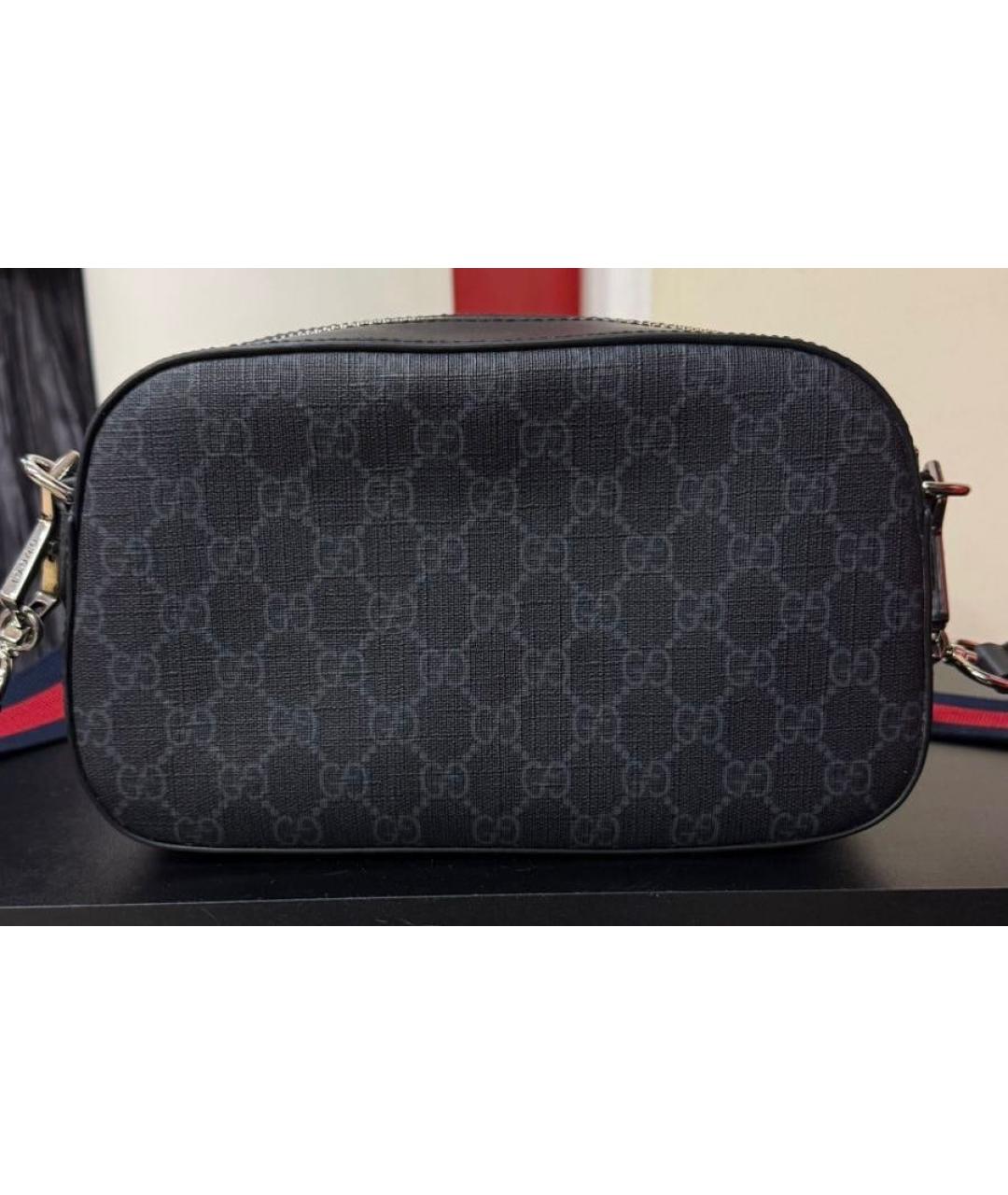GUCCI Антрацитовая кожаная сумка на плечо, фото 2