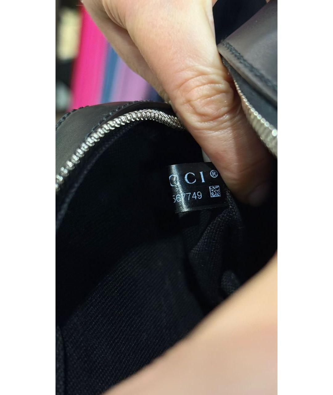 GUCCI Антрацитовая кожаная сумка на плечо, фото 7