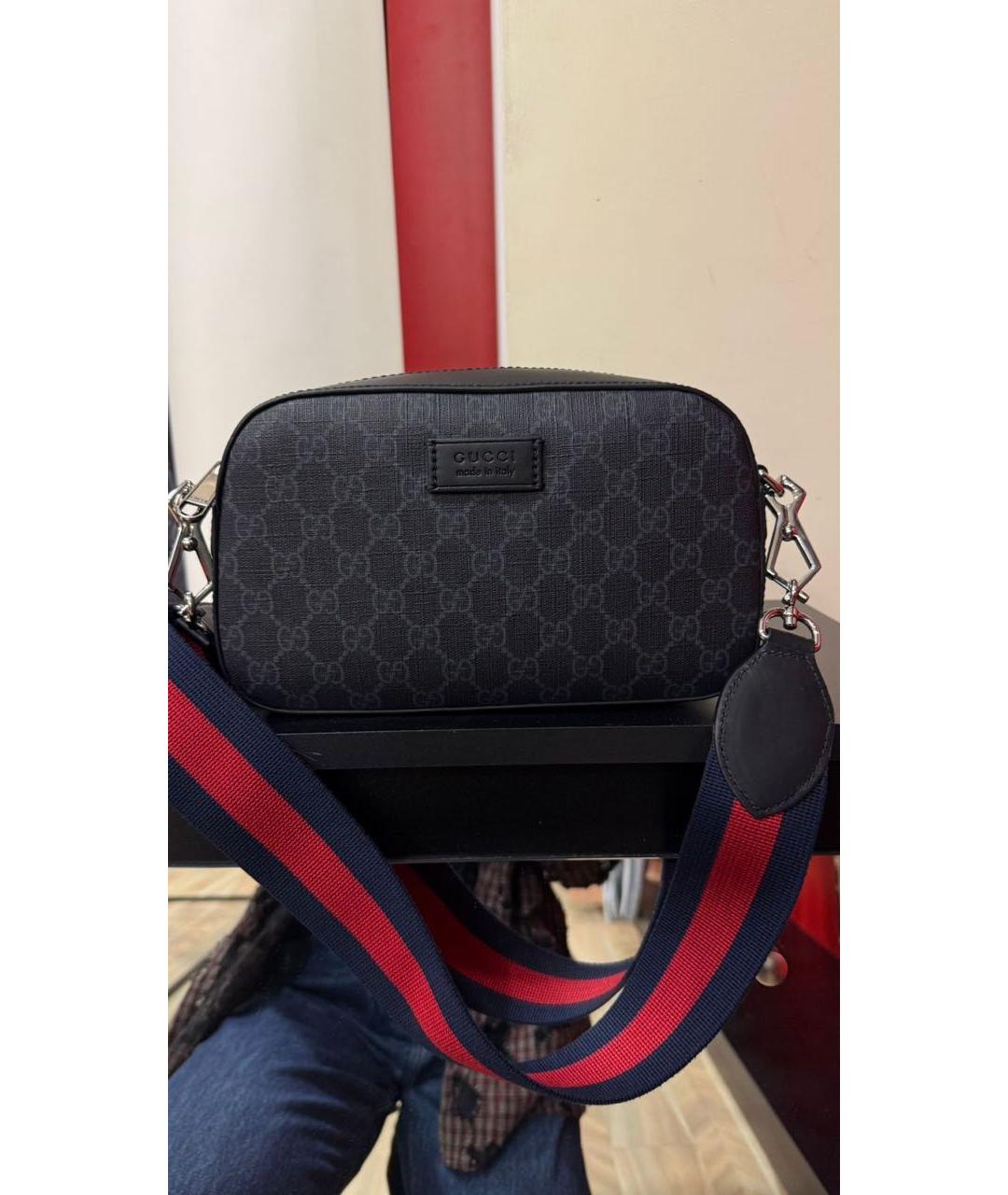 GUCCI Антрацитовая кожаная сумка на плечо, фото 9