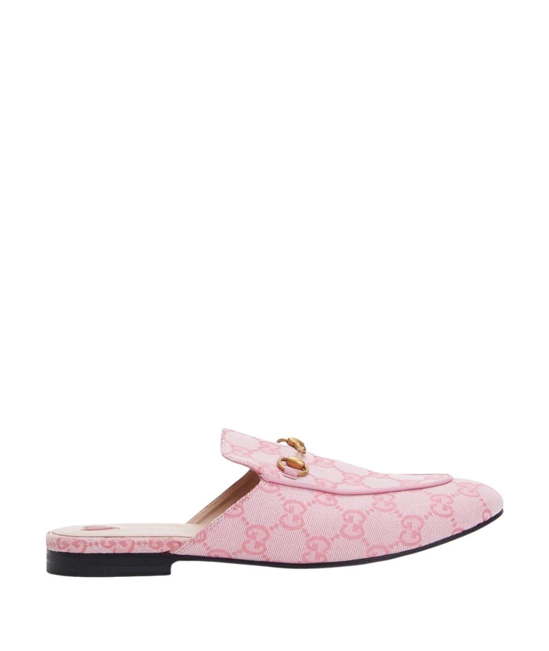 GUCCI Розовые текстильные мюли, фото 1