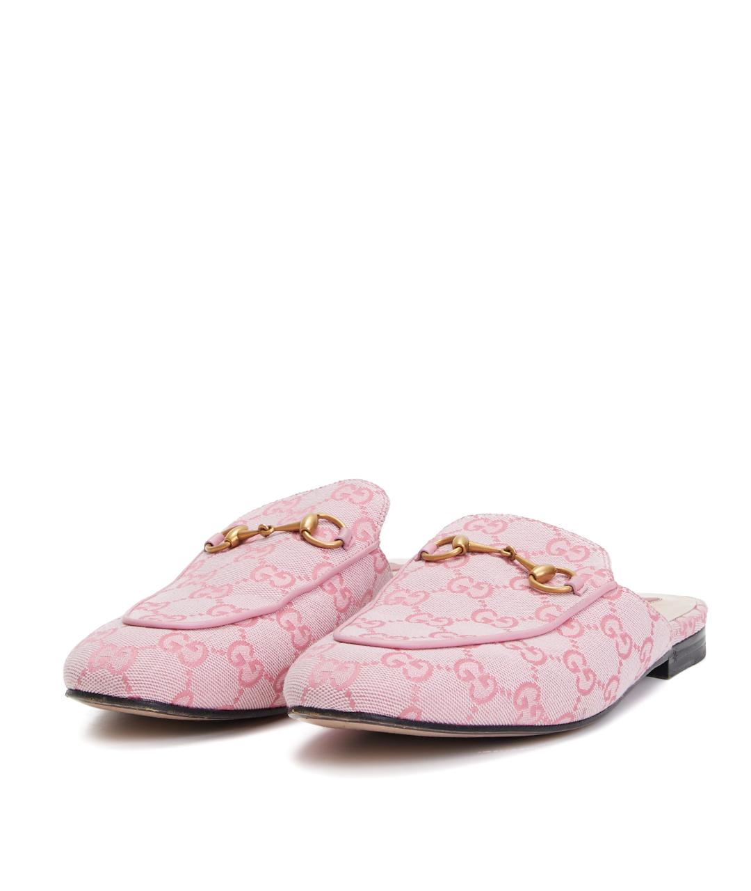 GUCCI Розовые текстильные мюли, фото 2