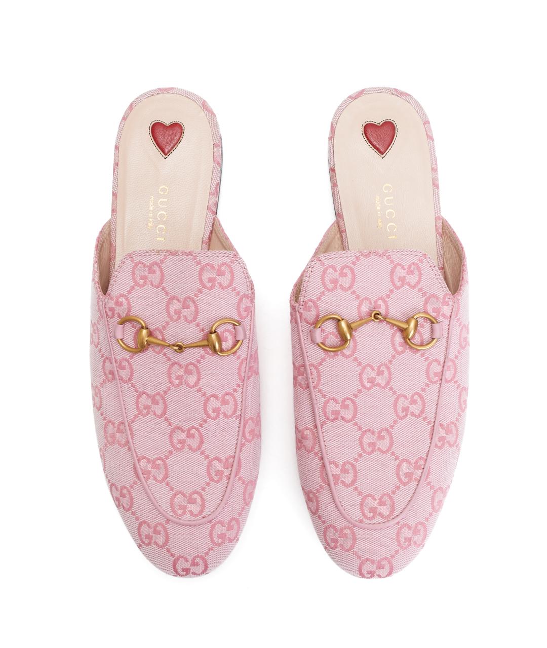 GUCCI Розовые текстильные мюли, фото 5