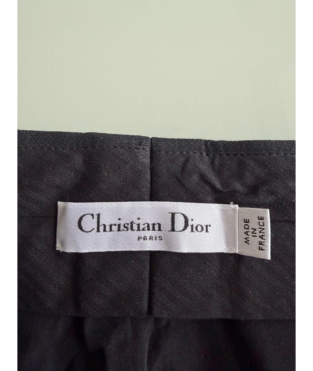 CHRISTIAN DIOR Черные шерстяные прямые брюки, фото 3
