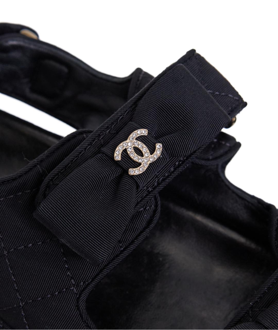 CHANEL Черные текстильные сандалии, фото 5