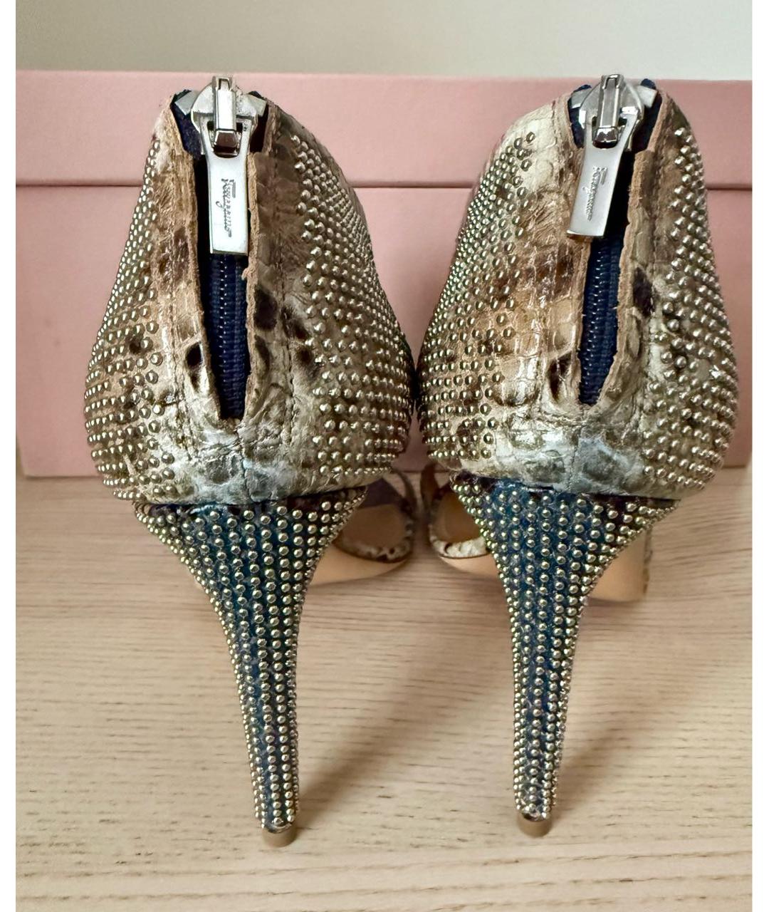 FERRAGAMO Синие босоножки из экзотической кожи, фото 4