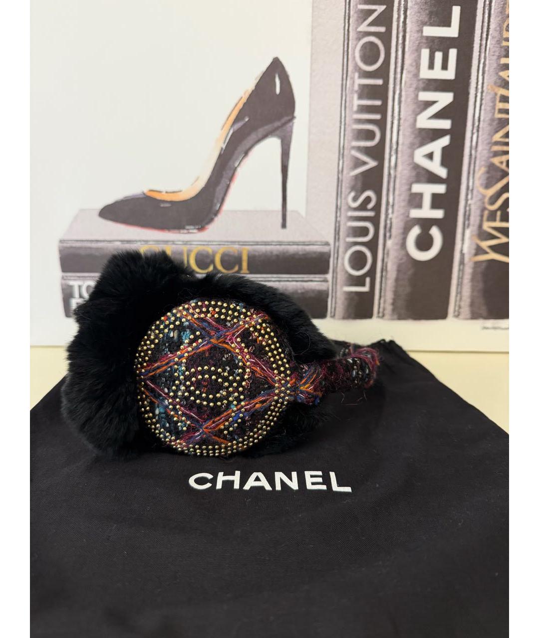 CHANEL Бордовые шерстяные наушники, фото 4