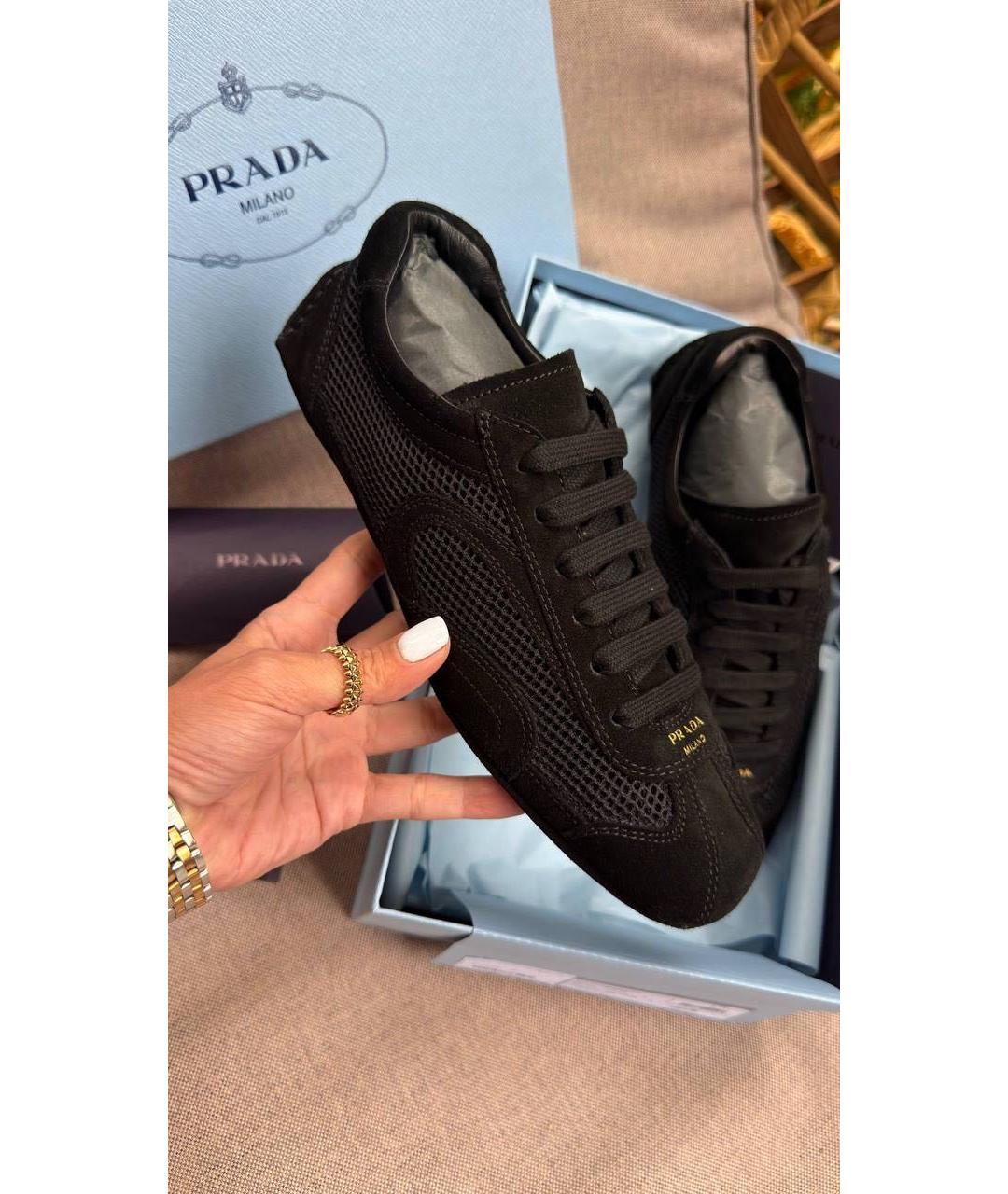 PRADA Черные текстильные кеды, фото 9