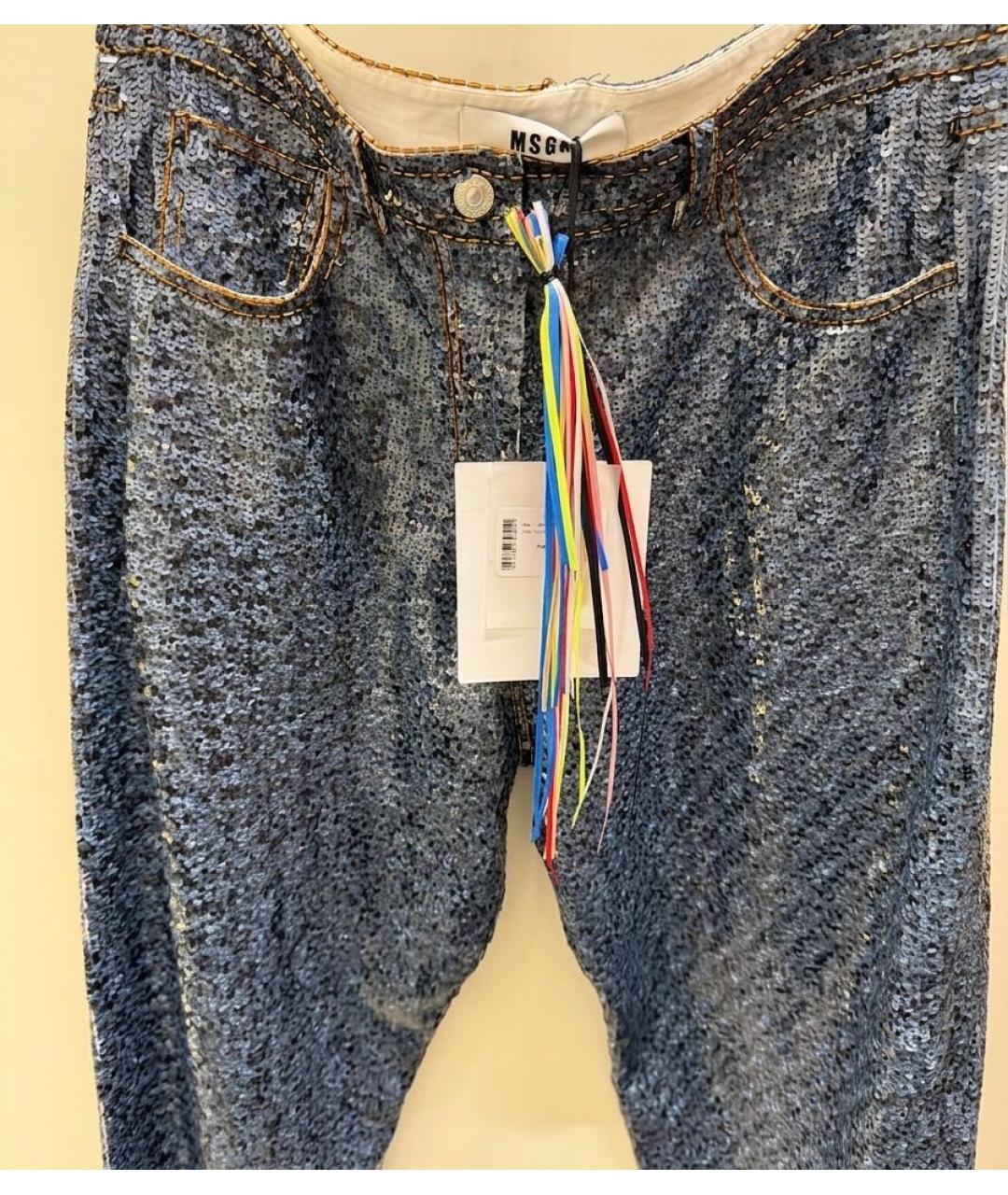 MSGM Синие прямые брюки, фото 8