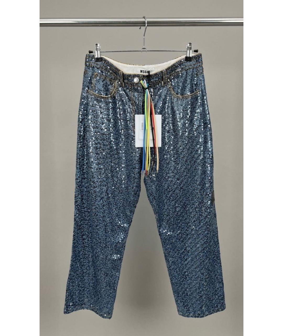 MSGM Синие прямые брюки, фото 6