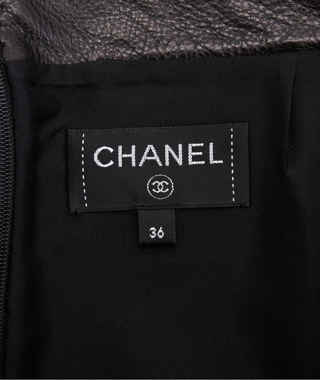CHANEL Черная кожаная юбка мини, фото 3