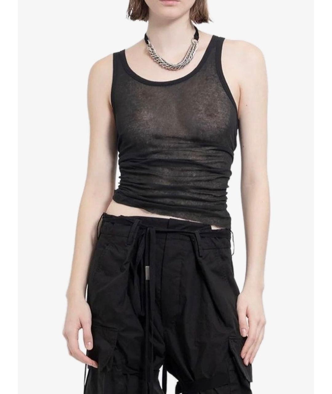 ANN DEMEULEMEESTER Черная хлопковая майка, фото 4