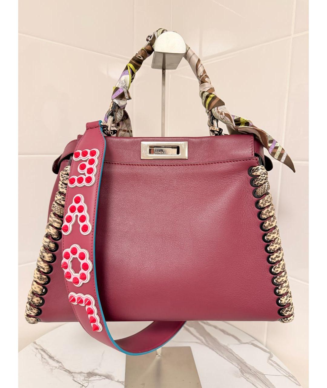 FENDI Фиолетовая кожаная сумка с короткими ручками, фото 2