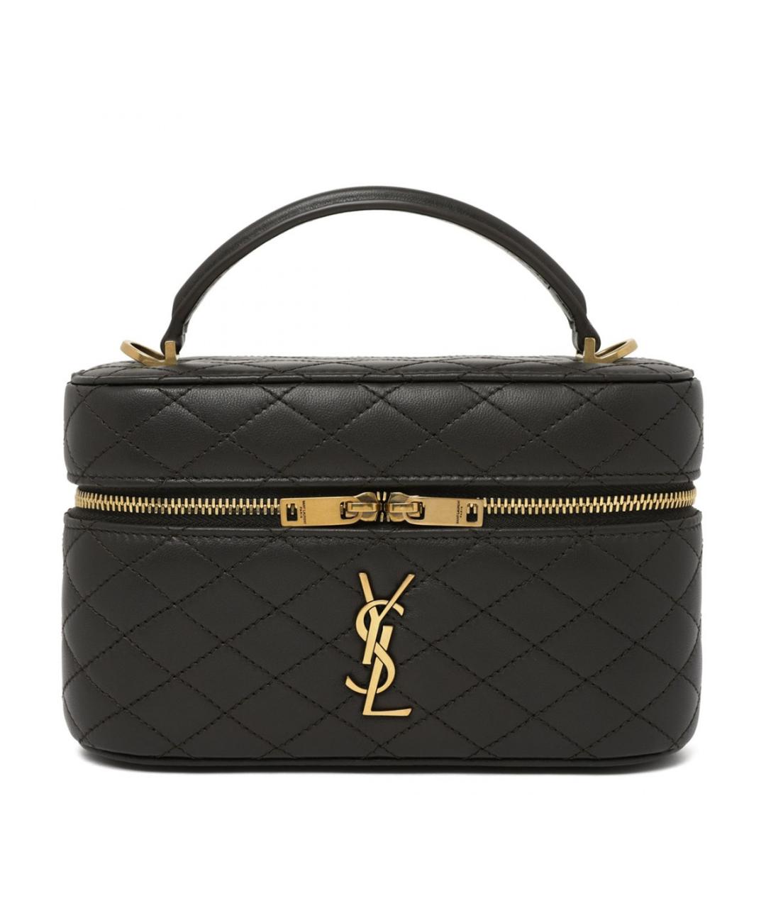 SAINT LAURENT Серая кожаная сумка с короткими ручками, фото 1