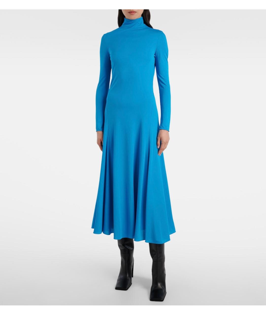 ALAIA Голубое вискозное коктейльное платье, фото 4