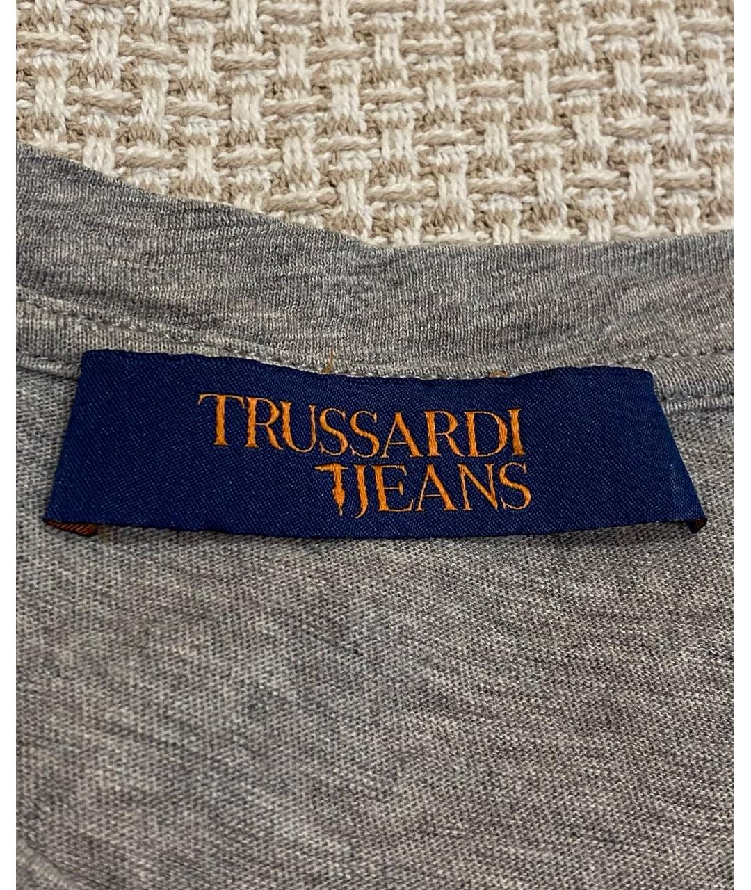 TRUSSARDI Серая хлопковая футболка, фото 5